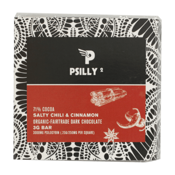 Psilly - Dark Chocolate Bar - Salty Chili & Cinnamon | Momentum Mushroom Canada