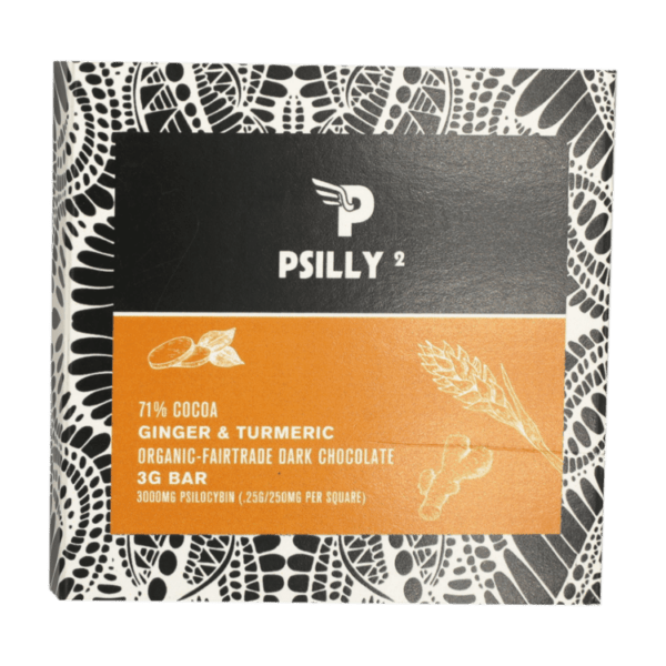 Psilly - Dark Chocolate Bar - Ginger & Turmeric | Momentum Mushroom Canada