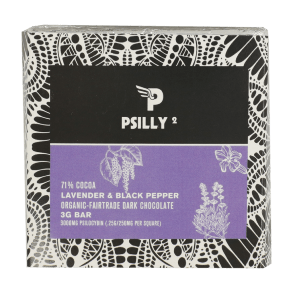 Psilly - Dark Chocolate Bar - Lavender & Black Pepper | Momentum Mushroom Canada