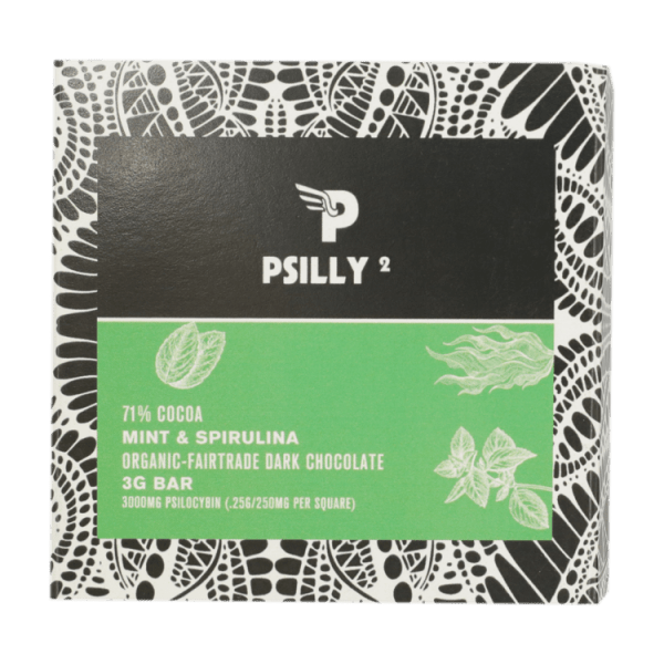 Psilly - Dark Chocolate Bar - Mint & Spirulina | Momentum Mushroom Canada